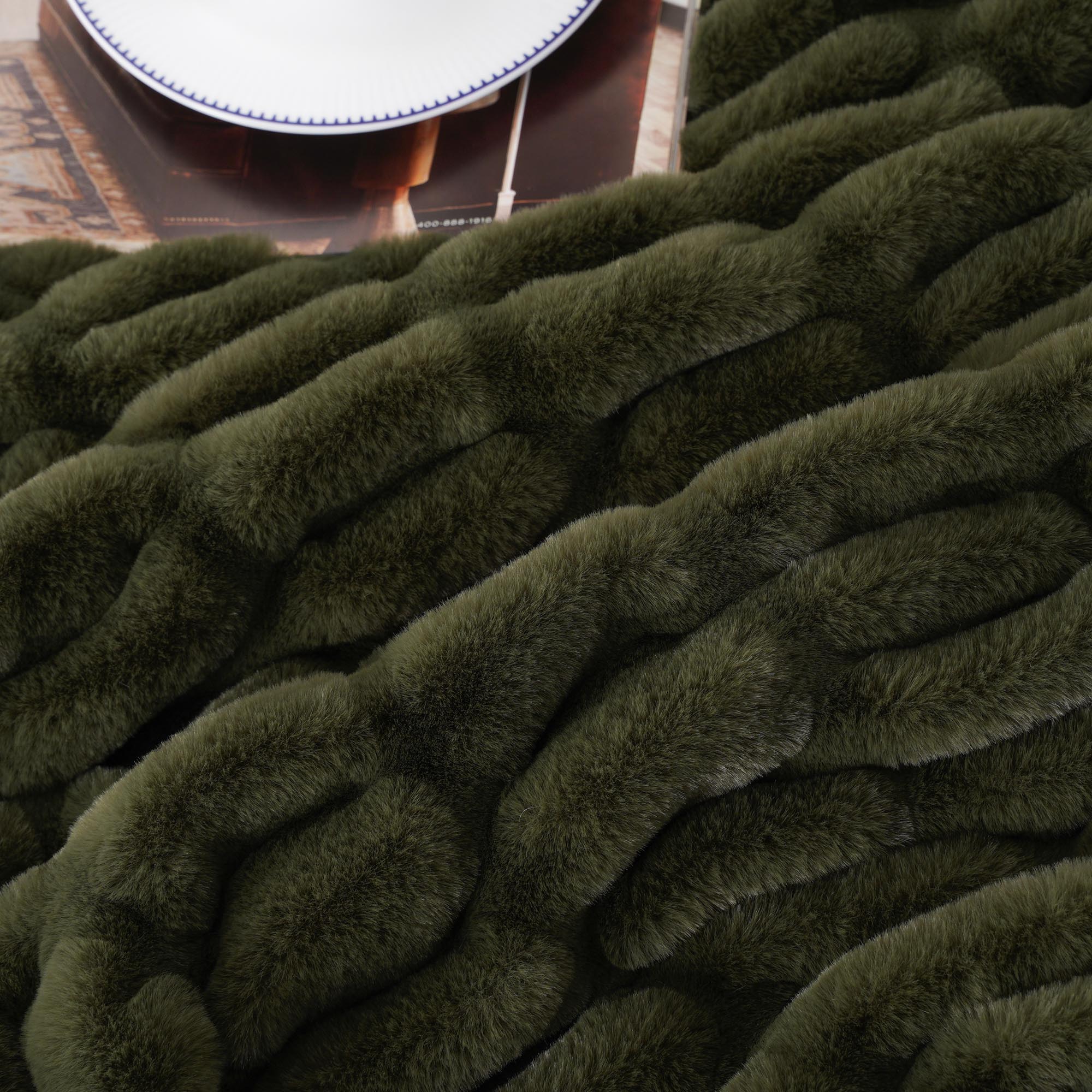 Faux Reversible Rabbit Fur Blanket